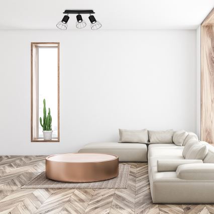 Спот DANTE 3xGU10/25W/230V черен/лъскав хром