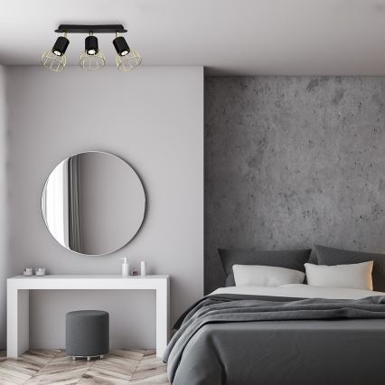 Спот DANTE 3xGU10/25W/230V черен/златист