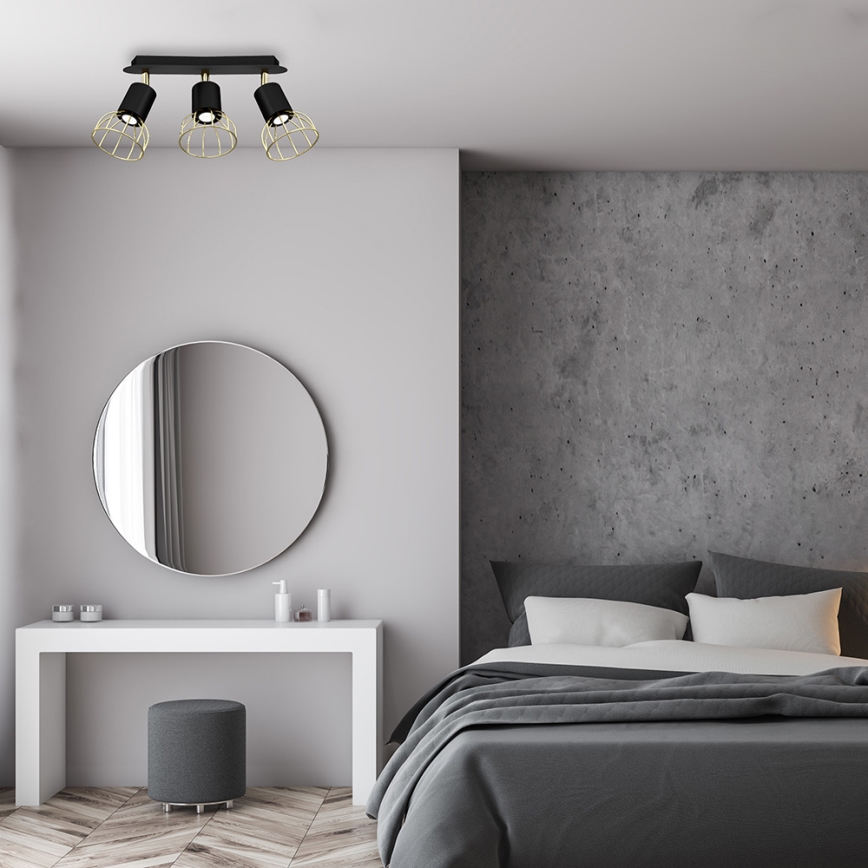 Спот DANTE 3xGU10/25W/230V черен/златист