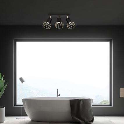 Спот DANTE 3xGU10/25W/230V черен/златист