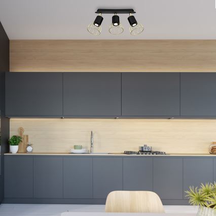 Спот DANTE 3xGU10/25W/230V черен/златист