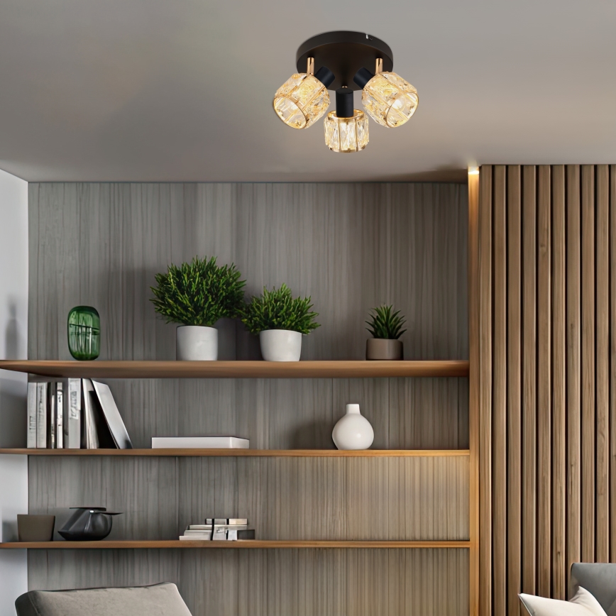 Спот DUBAI 3xE14/40W/230V Ø 36 см черен/златист