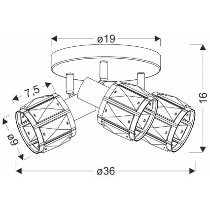 Спот DUBAI 3xE14/40W/230V Ø 36 см черен/златист