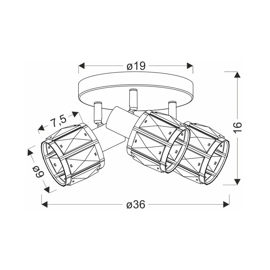 Спот DUBAI 3xE14/40W/230V Ø 36 см черен/златист