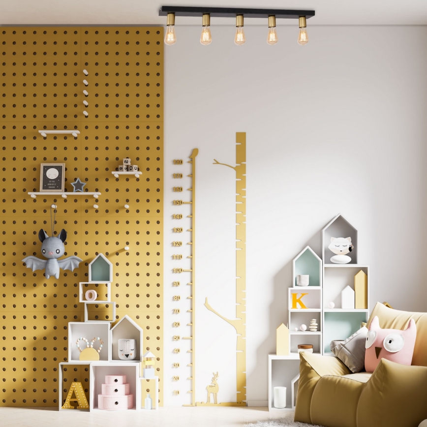 Спот FILO 5xE27/60W/230V черен/златист