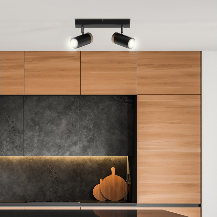 Спот LAGOS 2xGU10/15W/230V черен/кафяв