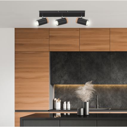 Спот LAGOS 3xGU10/15W/230V черен/кафяв