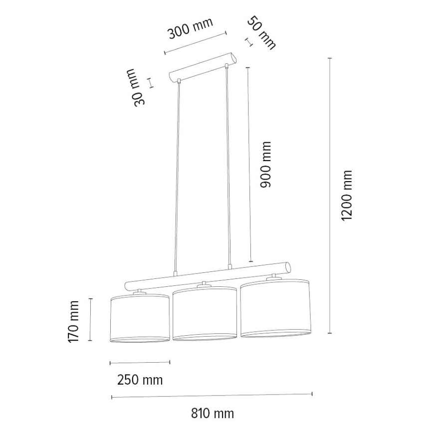 Пендел MERCEDES 3xE27/40W/230V кафяв/дъб