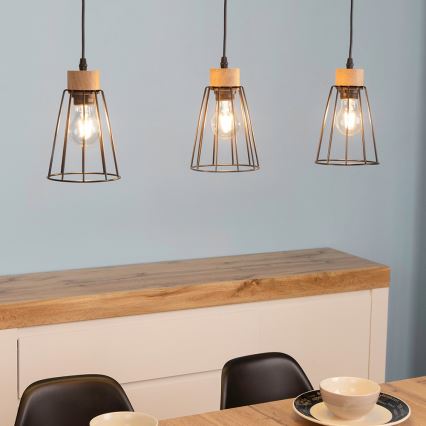Spot-Light - Пендел ORAZIO 3xE27/60W/230V дъб