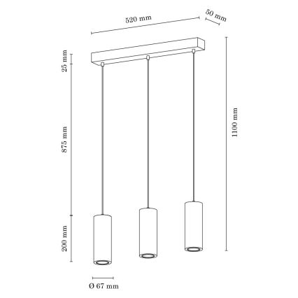 LED Пендел PIPE 3xGU10/5W/230V матов дъб - FSC сертифициран
