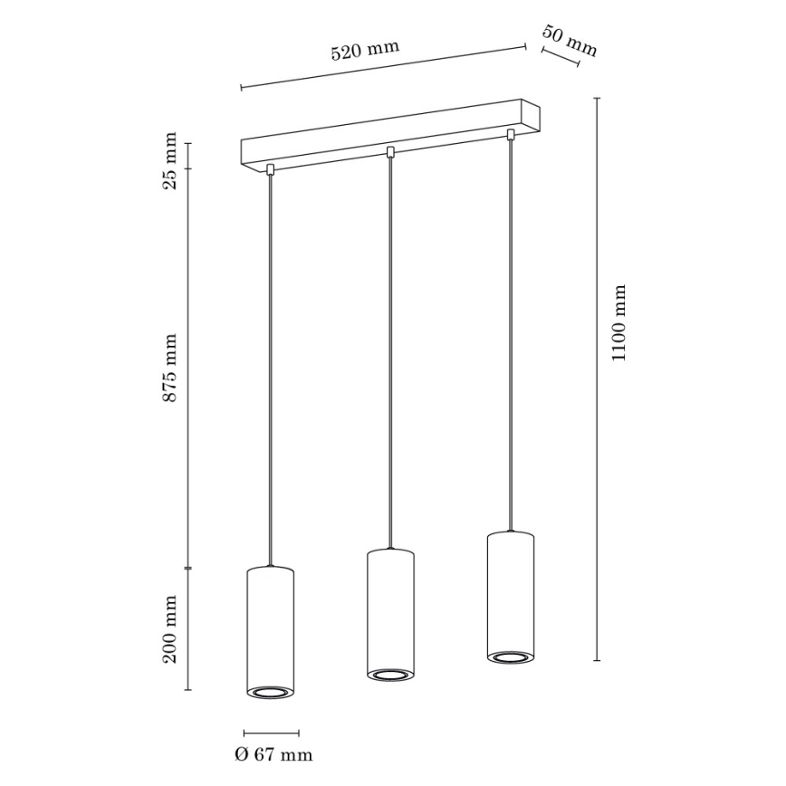 LED Пендел PIPE 3xGU10/5W/230V матов дъб - FSC сертифициран