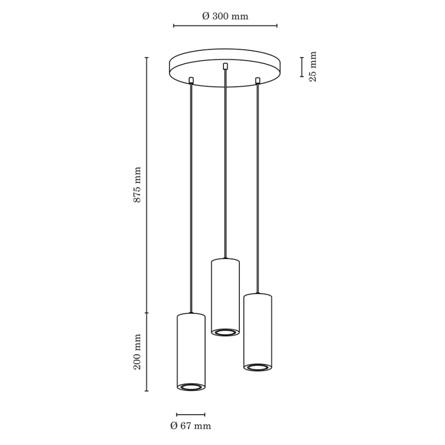 LED Пендел PIPE 3xGU10/5W/230V матов дъб - FSC сертифициран