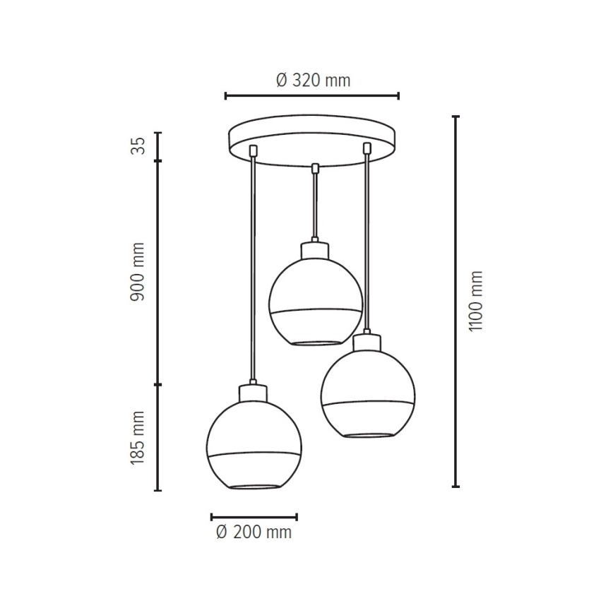 Пендел FRESH 3xE27/60W/230V - FSC сертифициран