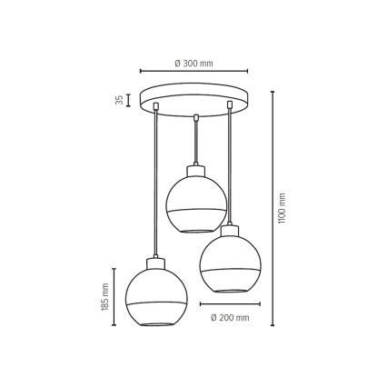 Пендел LINEA 3xE27/60W/230V дъб - FSC сертифициран