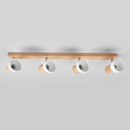 Точково осветително тяло SVENDA 4xE27/60W/230V дъб/бяло