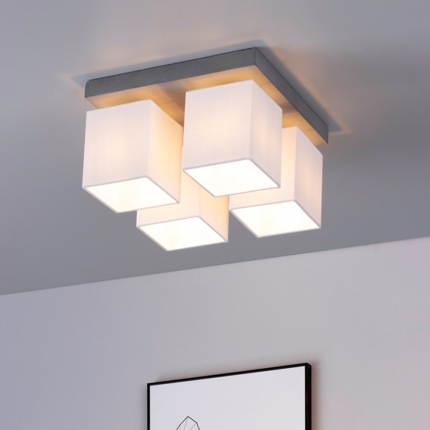 Плафониера GREAT 4xE27/25W/230V бетон  - FSC сертифицирана