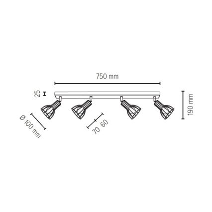 Спот MEGAN 4xE14/40W/230V дъб - FSC сертифициран