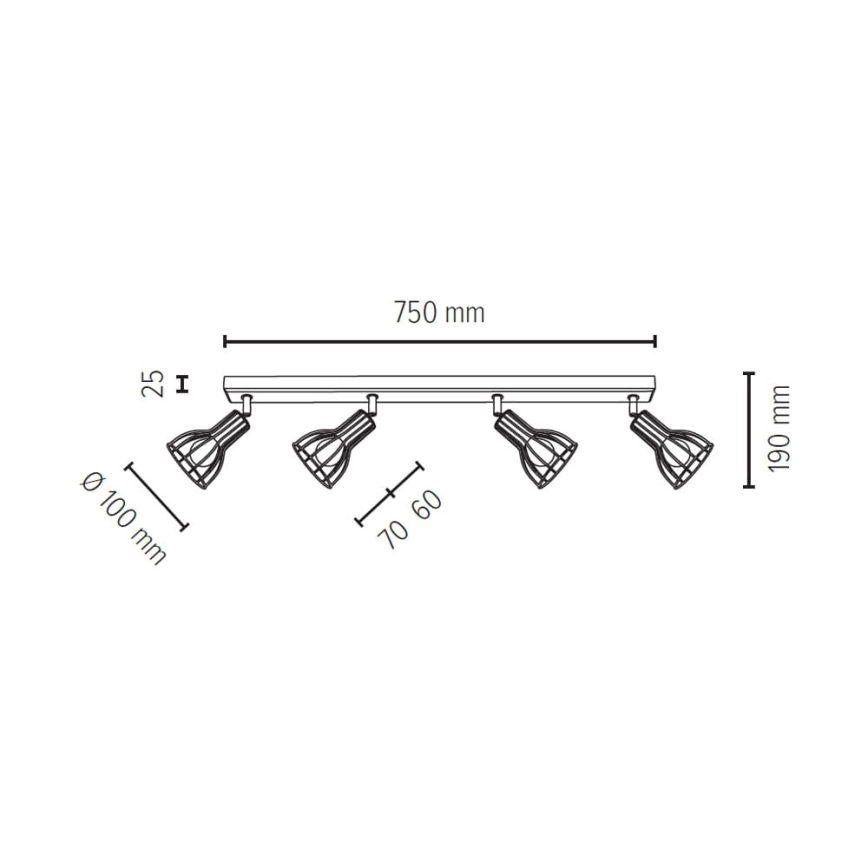 Спот MEGAN 4xE14/40W/230V дъб - FSC сертифициран