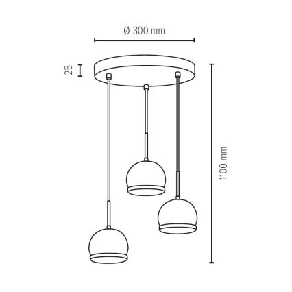 LED Пендел BALL WOOD 3xGU10/5W/230V бук - FSC сертифициран