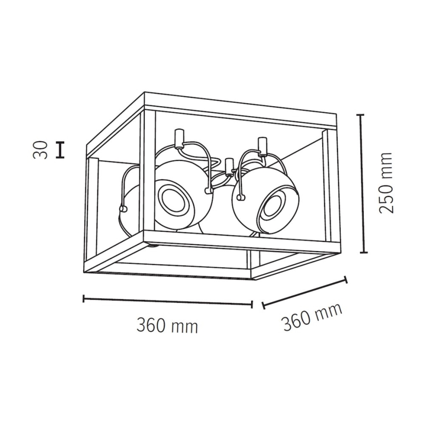 LED Плафониера ROY 4xGU10/5W/230V матов дъб - FSC сертифицирана