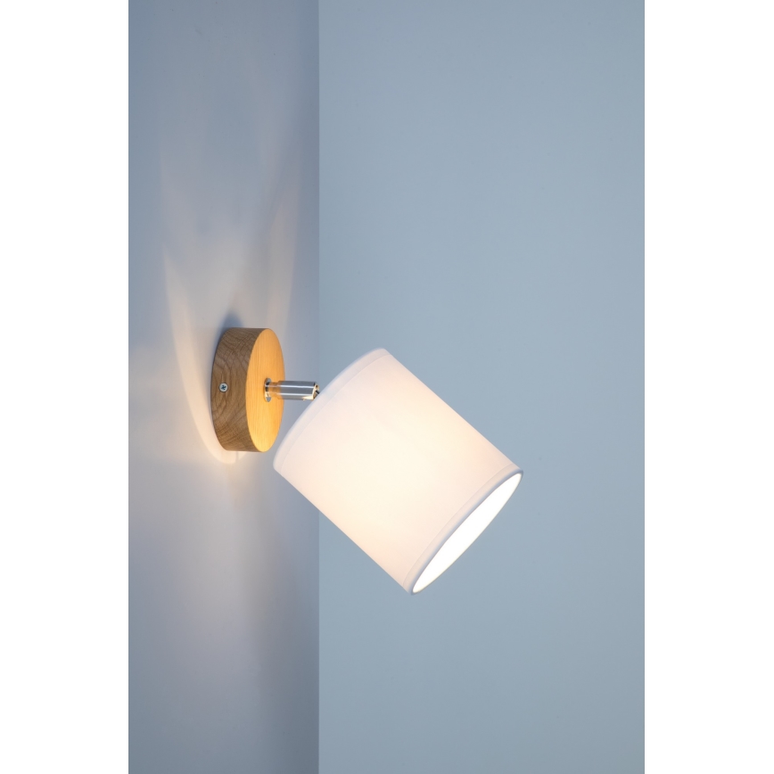 Стенно насочващо осветително тяло APRILLIA 1xE27/25W/230V, дъб/бял