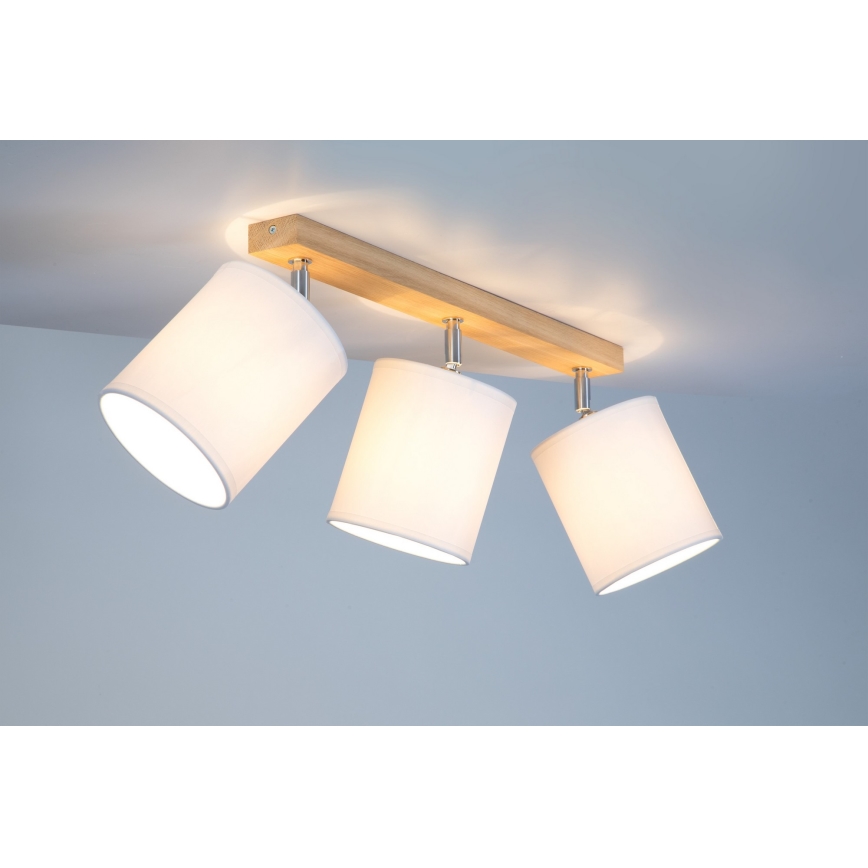 Точково осветително тяло APRILLIA 3xE27/25W/230V, дъб/бяло