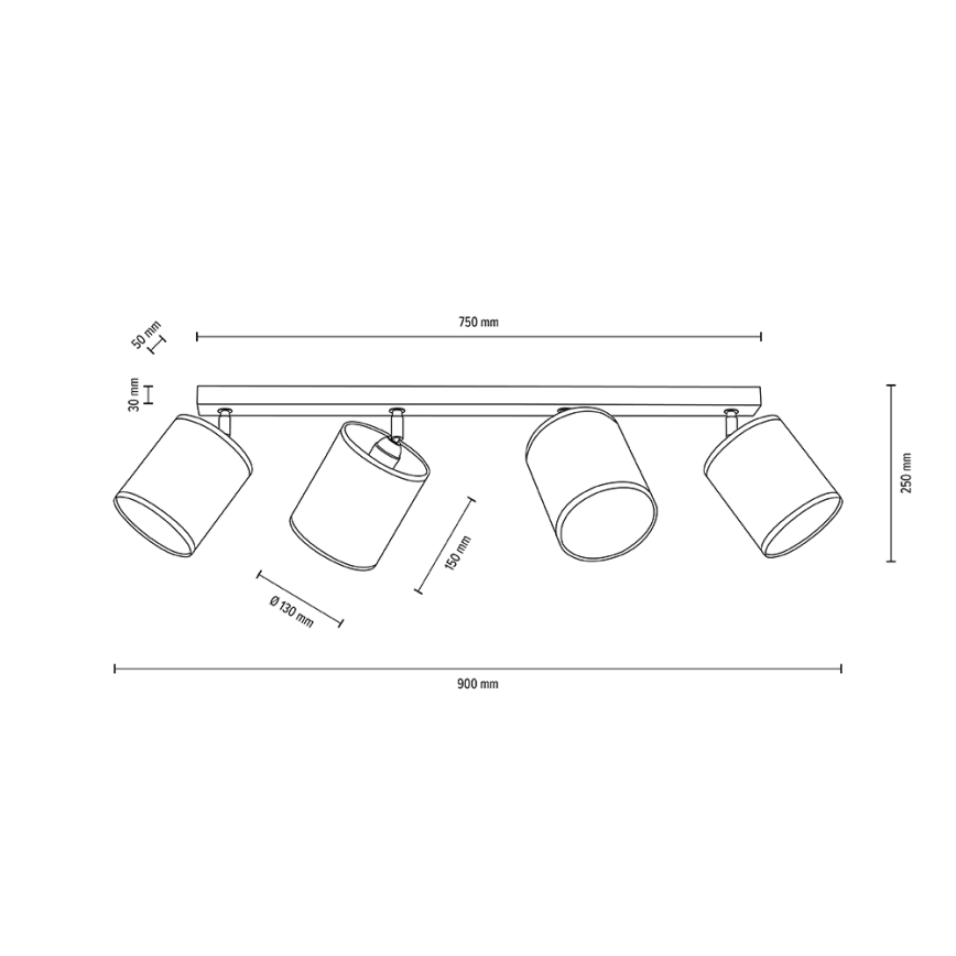 Таванно спот осветително тяло BOHO 4xE27/25W/230V, цвят дъб