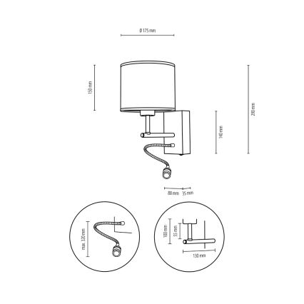 Аплик BOHO 1xE27/25W/230V + LED/1W/230V дъб - FSC сертифициран