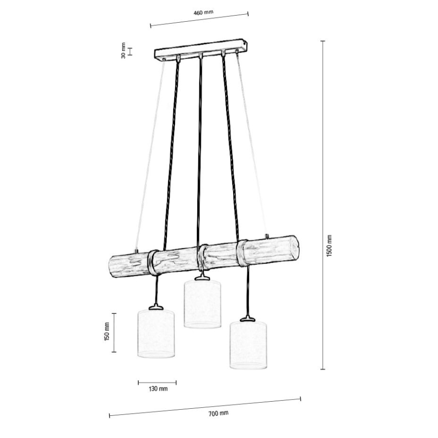 Пендел TRENO 3xE27/25W/230V бор – FSC сертифицирано