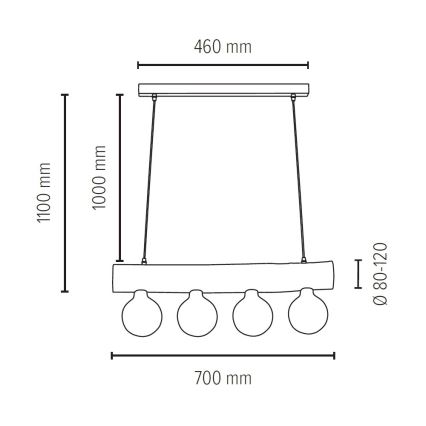 Пендел TRABO 4xE27/60W/230V бор - FSC сертифициран