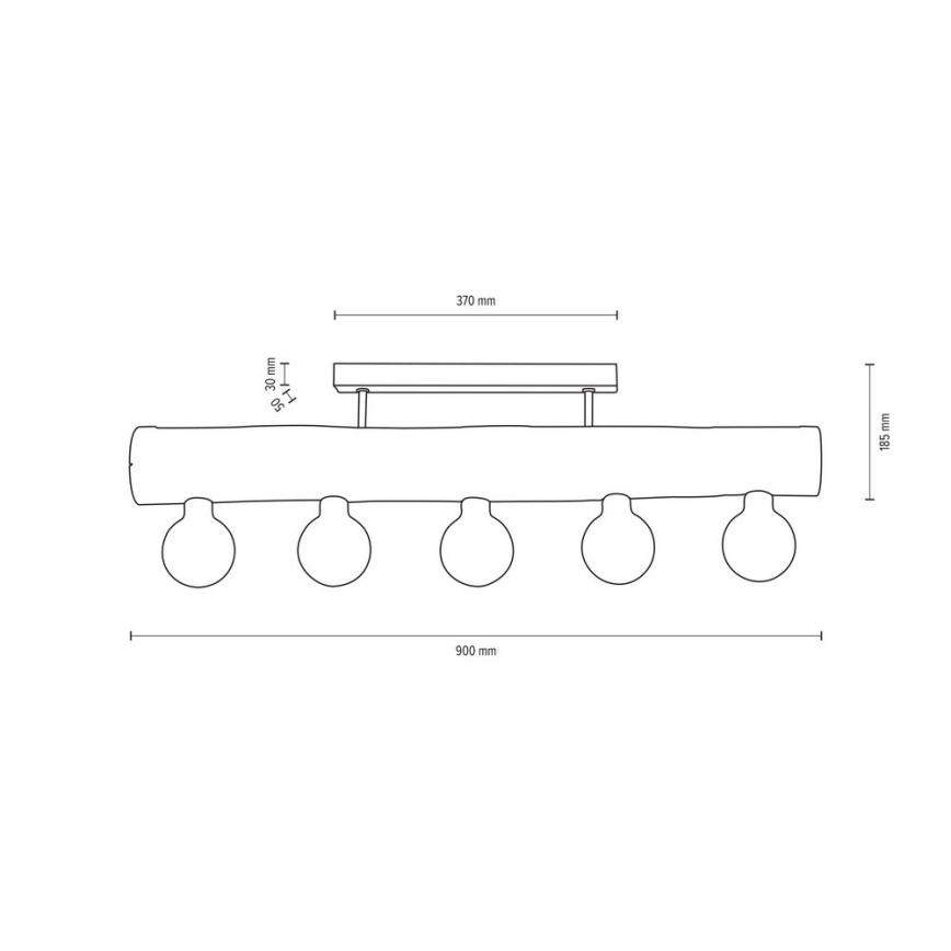Полилей за повърхностен монтаж TRABO 5xE27/60W/230V бор