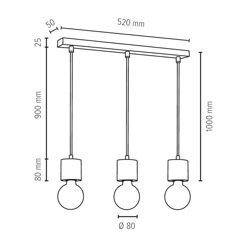 ПенделPINO 3xE27/60W/230V бор - FSC сертифициран