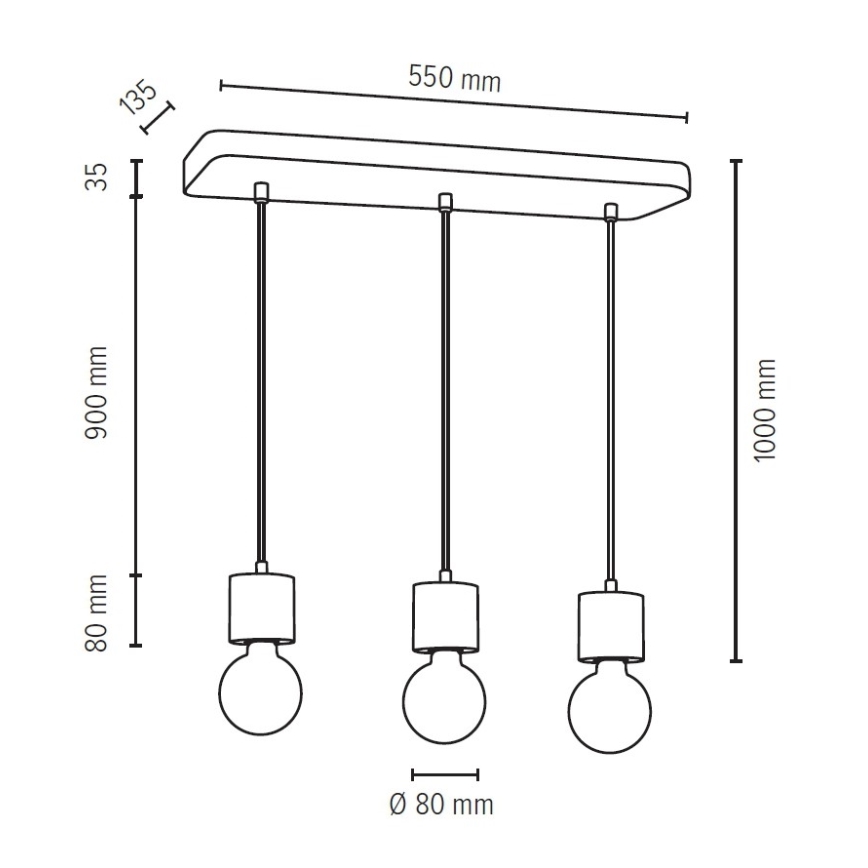 Пендел STRONG 3xE27/60W/230V бетон - FSC сертифициран