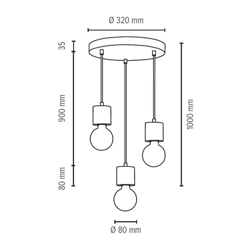 Пендел STRONG 3xE27/60W/230V бетон - FSC сертифициран