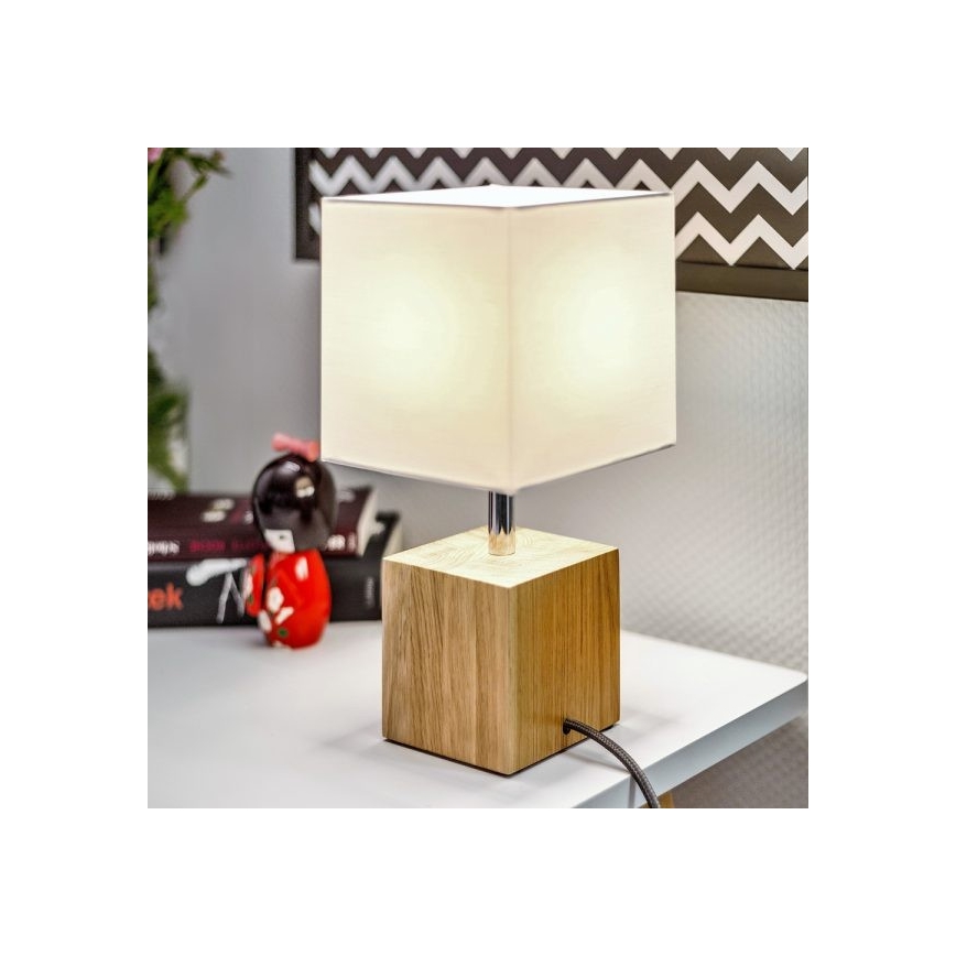 Настолна лампа TRONGO SQUARE 1xE27/25W/230V дъб - FSC сертифицирана