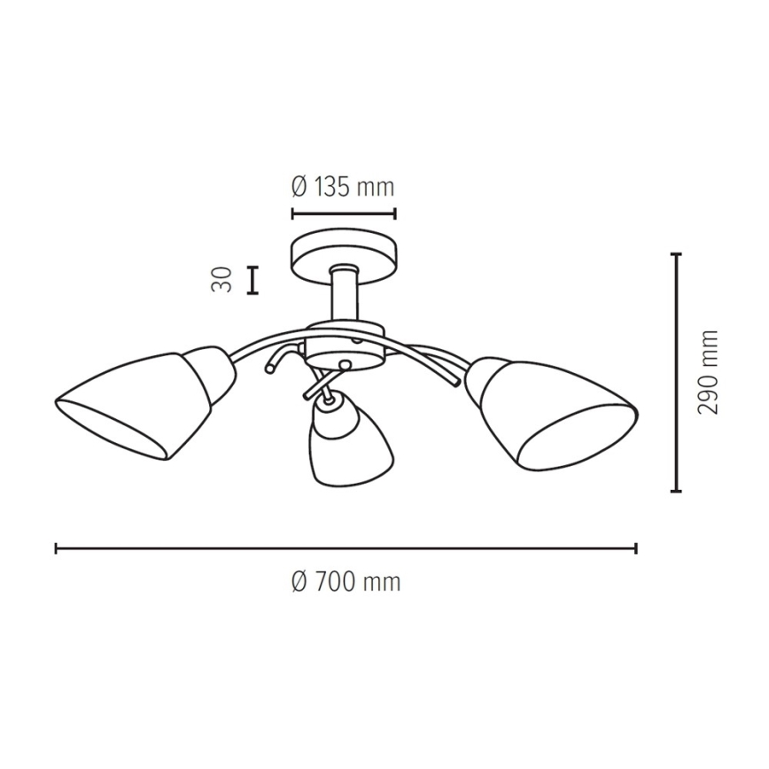 Полилей за повърхностен монтаж VILETTA 3xE27/60W/230V дъб - FSC сертифициран