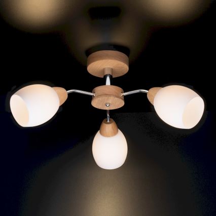 Полилей за повърхностен монтаж PARMA 3xE27/40W/230V дъб - FSC сертифициран