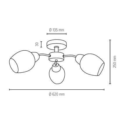 Полилей за повърхностен монтаж PARMA 3xE27/40W/230V дъб - FSC сертифициран