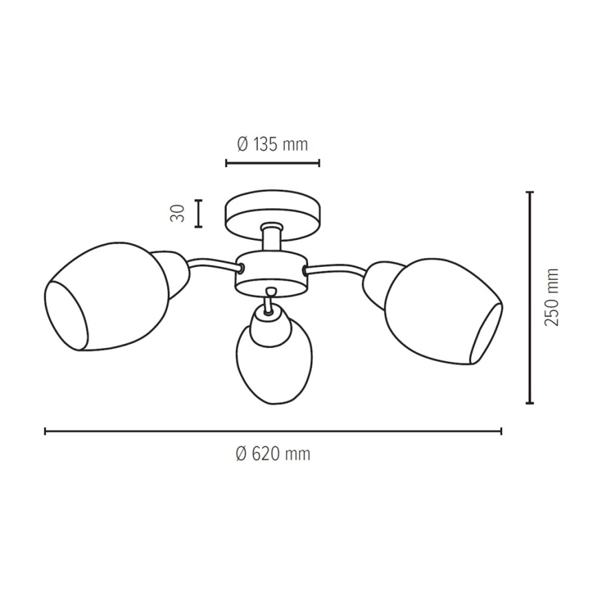 Полилей за повърхностен монтаж PARMA 3xE27/40W/230V дъб - FSC сертифициран