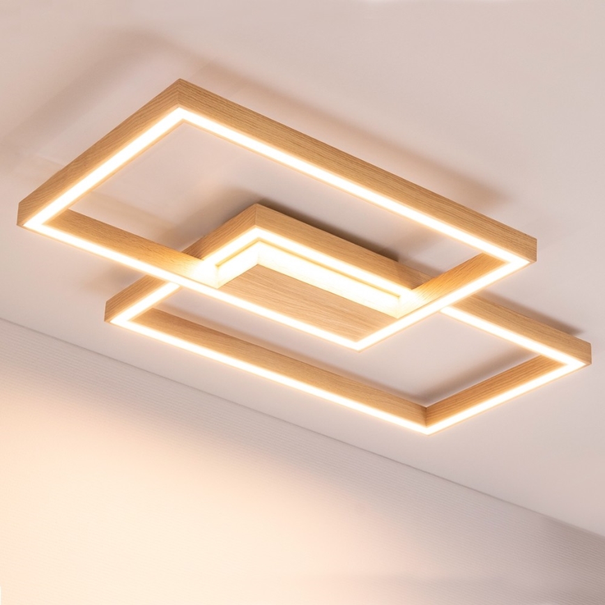 Димируемо LED таванно осветително тяло RAMME LED/48W/230V матов дъб + дистанционно управление