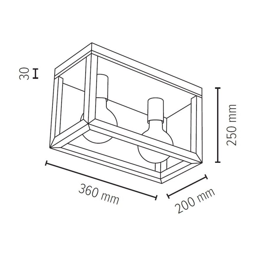 Таванно осветително тяло KAGO 2xE27/60W/230V матов дъб