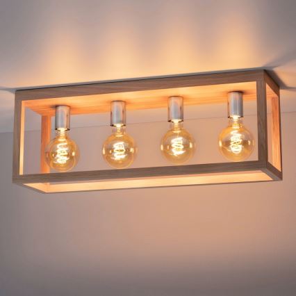 Плафониера KAGO 4xE27/60W/230V матов дъб - FSC сертифицирана
