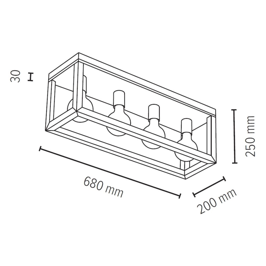 Таванно осветително тяло KAGO 4xE27/60W/230V матов дъб