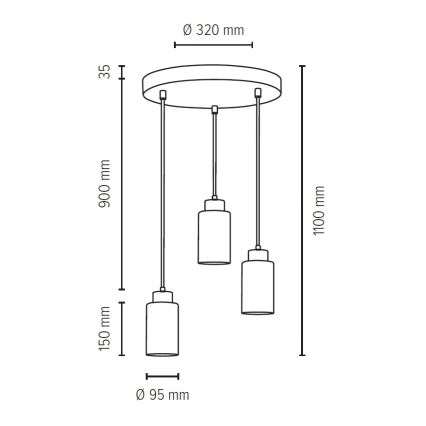 Пендел KARLA 3xE27/60W/230V бетон - FSC сертифициран