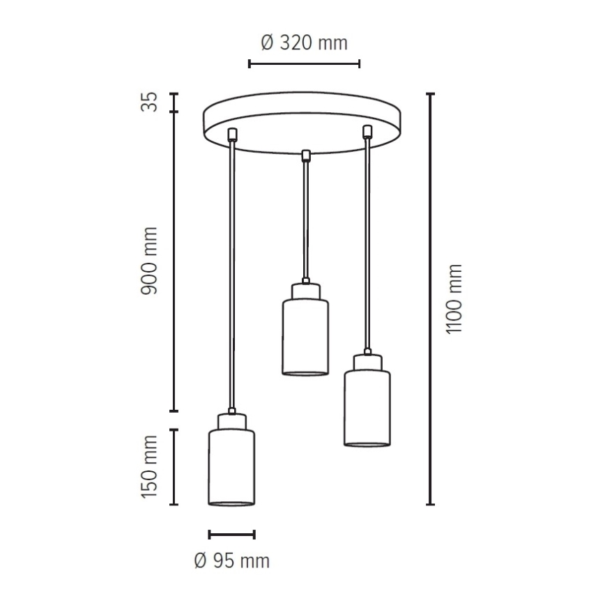 Пендел KARLA 3xE27/60W/230V бетон - FSC сертифициран