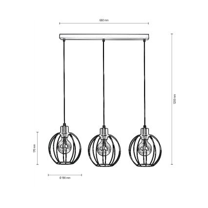 Пендел BERIS 3xE27/60W/230V дъб - FSC сертифициран