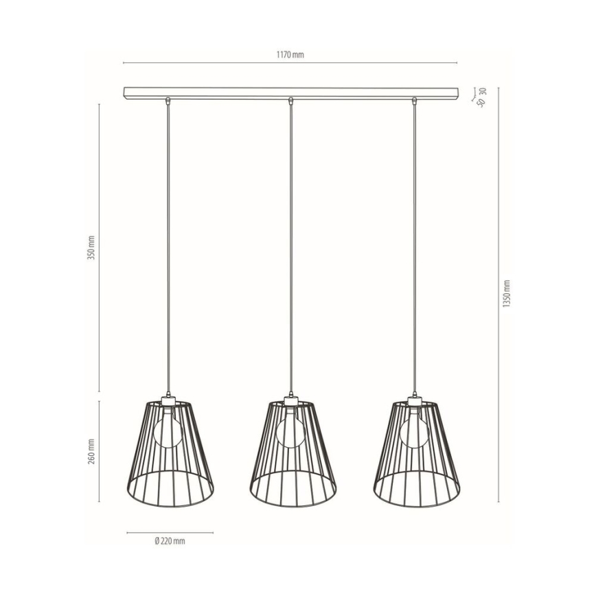 Пендел ORAZIO 3xE27/60W/230V бор - FSC сертифициран