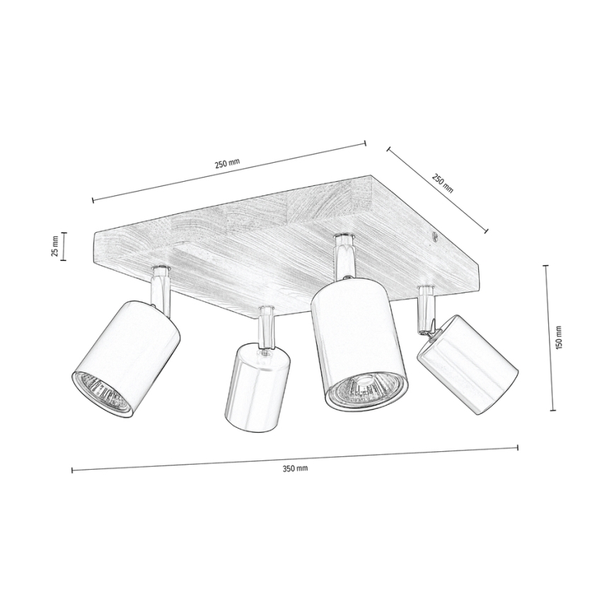 Таванен спот MANARA 4xGU10/5W/230V бор - FSC сертифициран