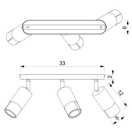 Спот LINK 3xGU10/8W/230V черен/месинг