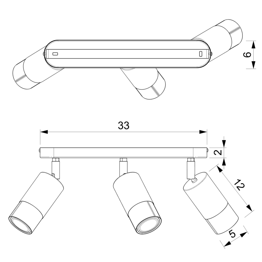 Спот LINK 3xGU10/8W/230V черен/месинг